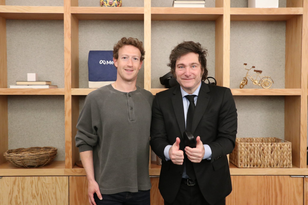 Javier Milei se reunió con Mark Zuckerberg. Foto: X @OPRArgentina