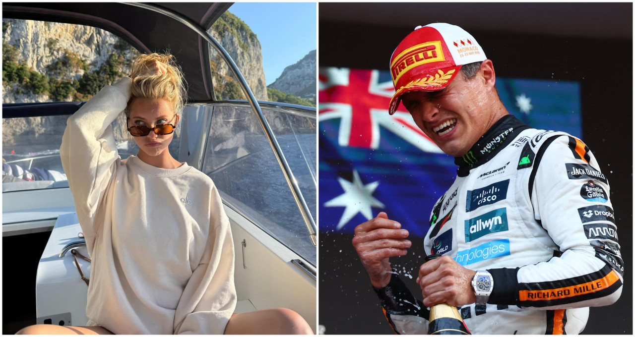Magui Corceiro y Lando Norris. Fotos: Instagram - REUTERS/Piroschka Van De Wouw