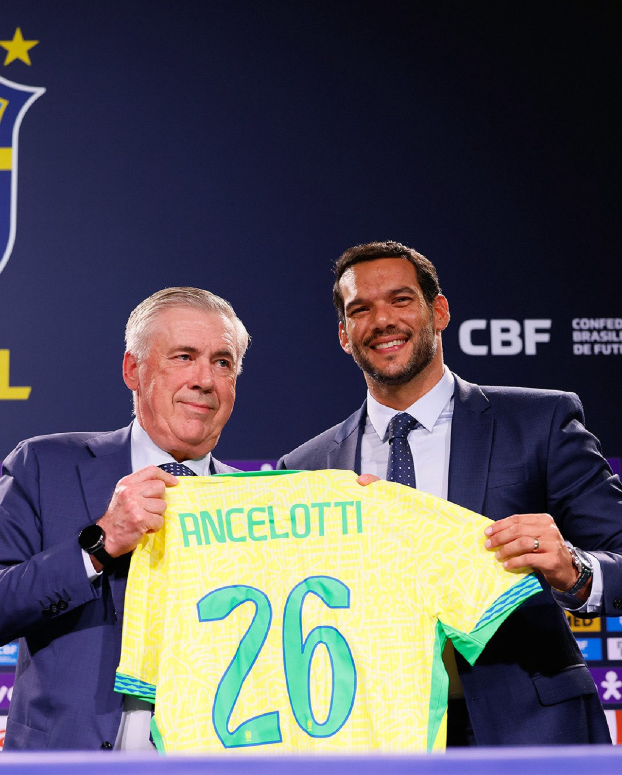 Presentación de Ancelotti como DT de Brasil. Foto: X @CBF_Futebol