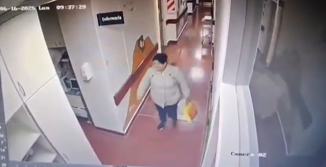 Las imágenes tomadas por las cámaras de seguridad de la mujer que le robó el celular a una enfermera. Foto: Captura de video.