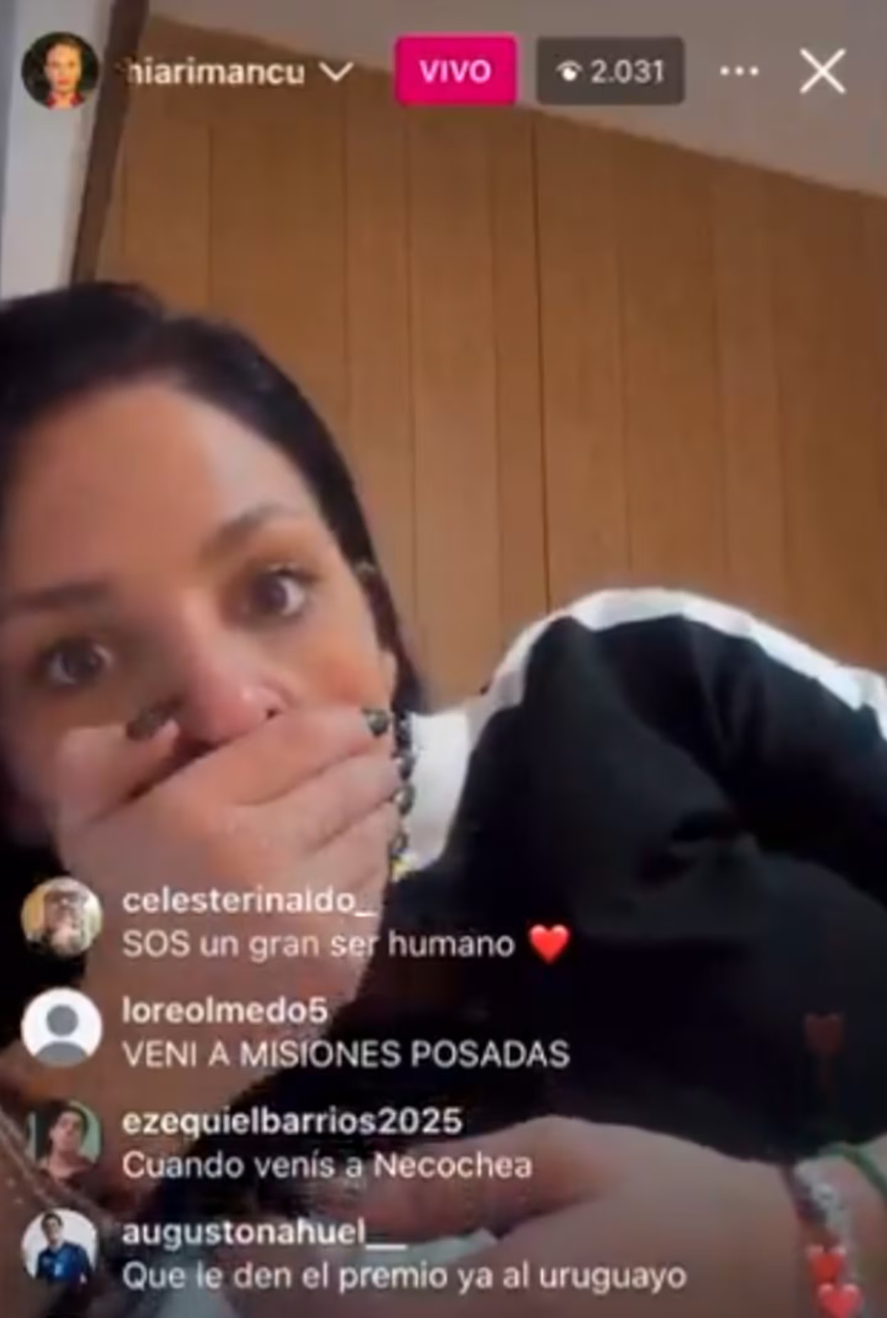 La reacción de Chiara Mancuso al ver la foto. Foto: captura Instagram.