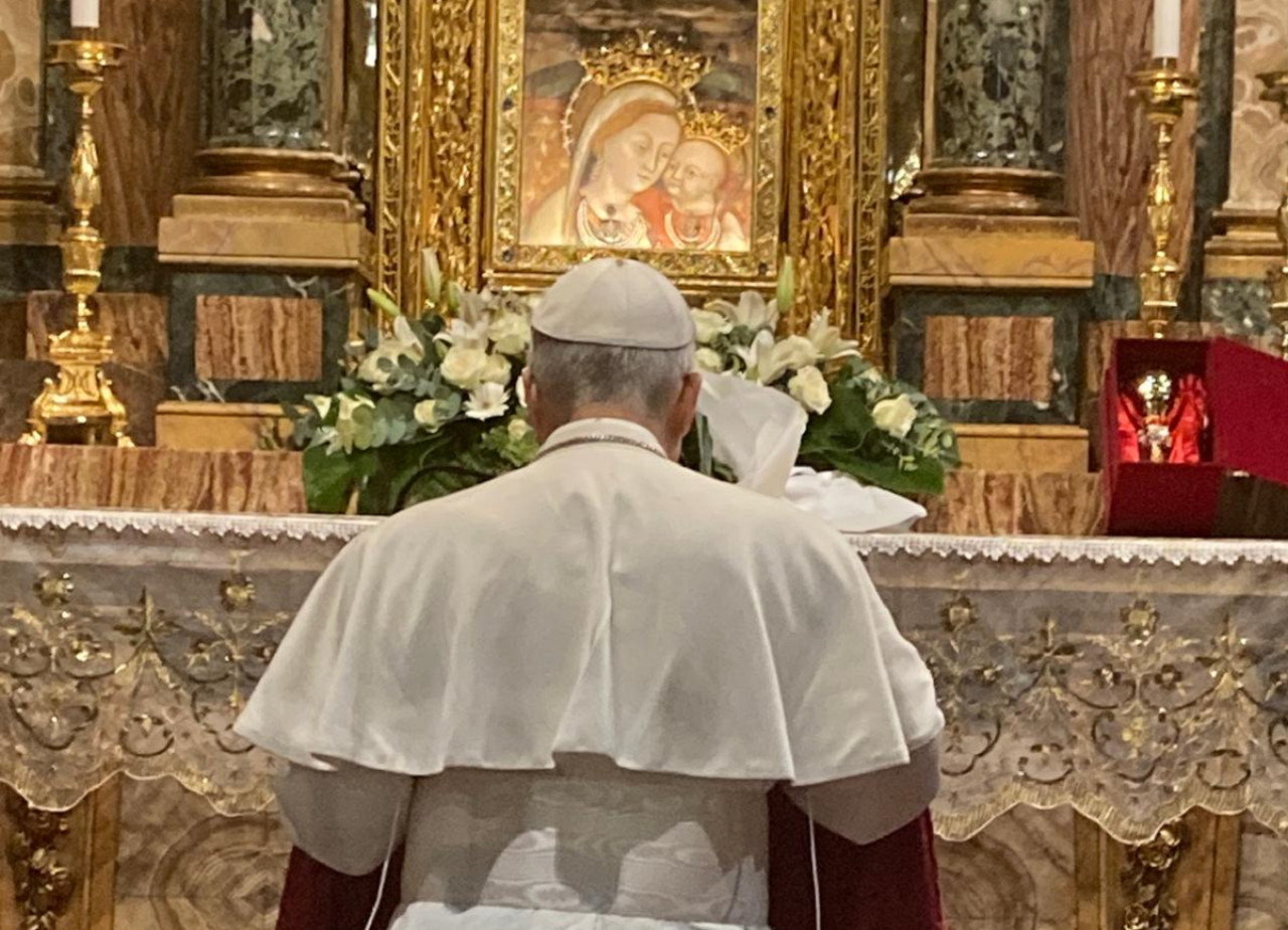 León XIV visitó por sorpresa un santuario de los agustinos en Roma. Foto: Vatican Media