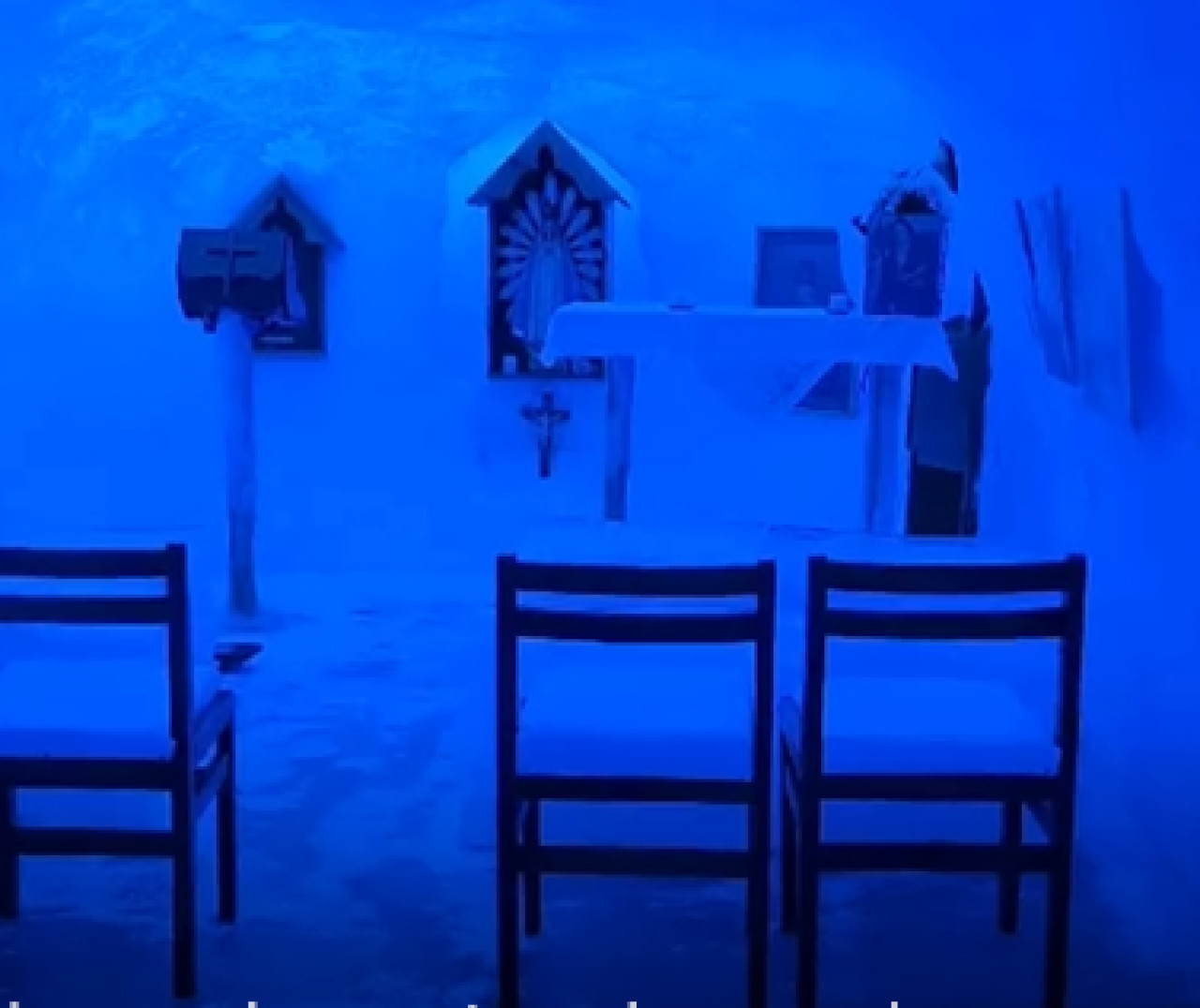 La iglesia más austral del mundo en la Antártida. Foto: Captura de video.