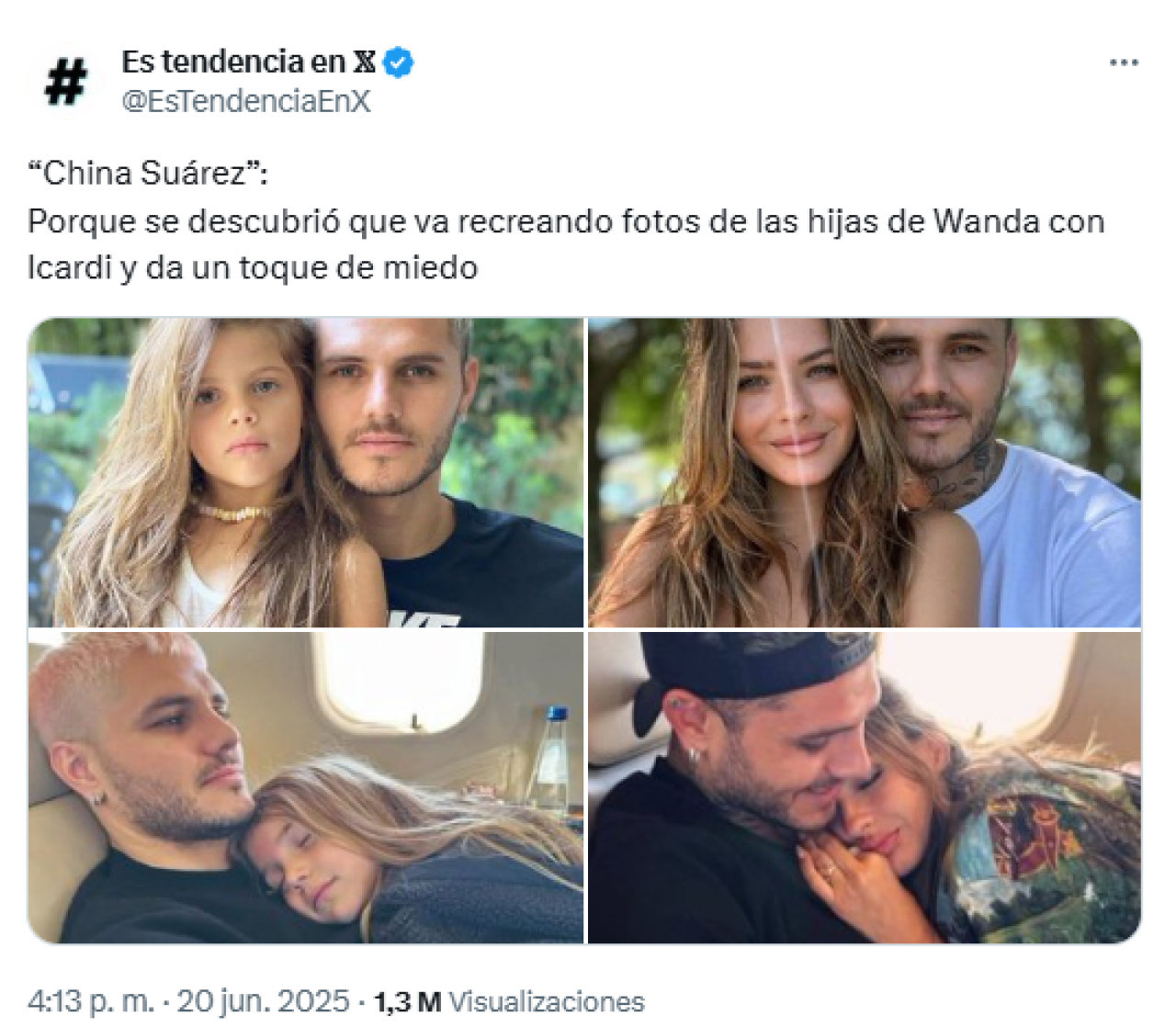 La China Suárez fue acusada de copiar las fotos que Mauro Icardi se sacó con sus hijas. Foto: X / @estendenciaenx.