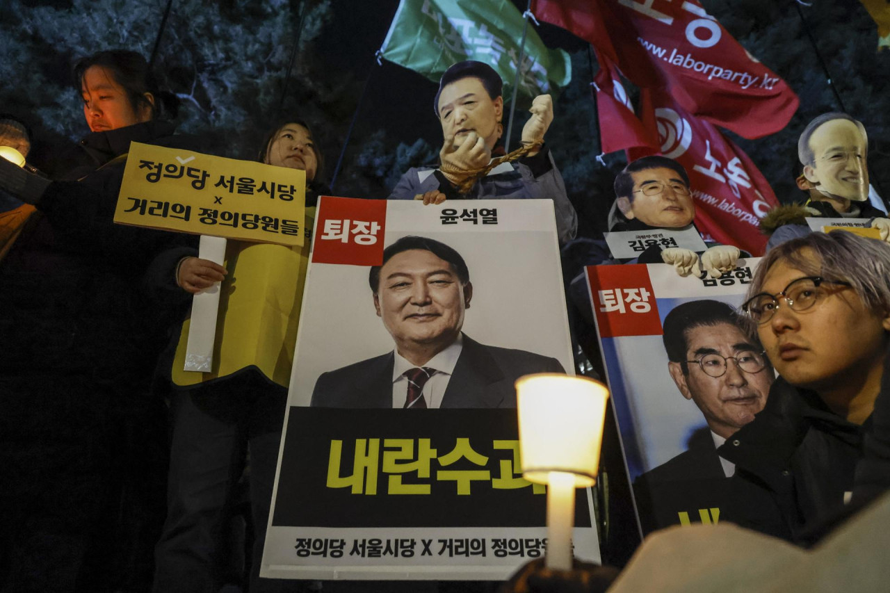 Protestas en Corea del Sur. Foto: EFE