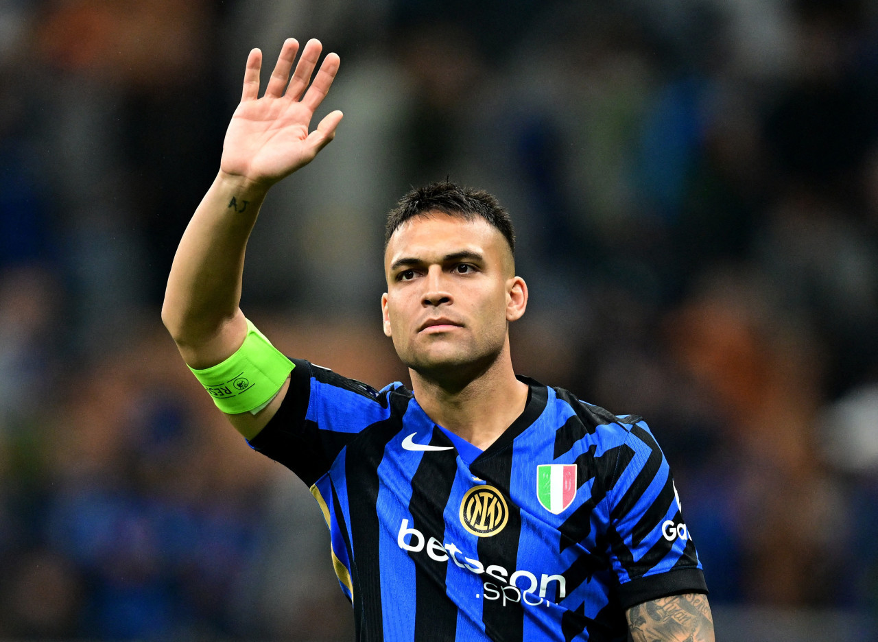 Lautaro Martínez, el único finalista argentino en la Champions League. Foto: Reuters/Daniele Mascolo